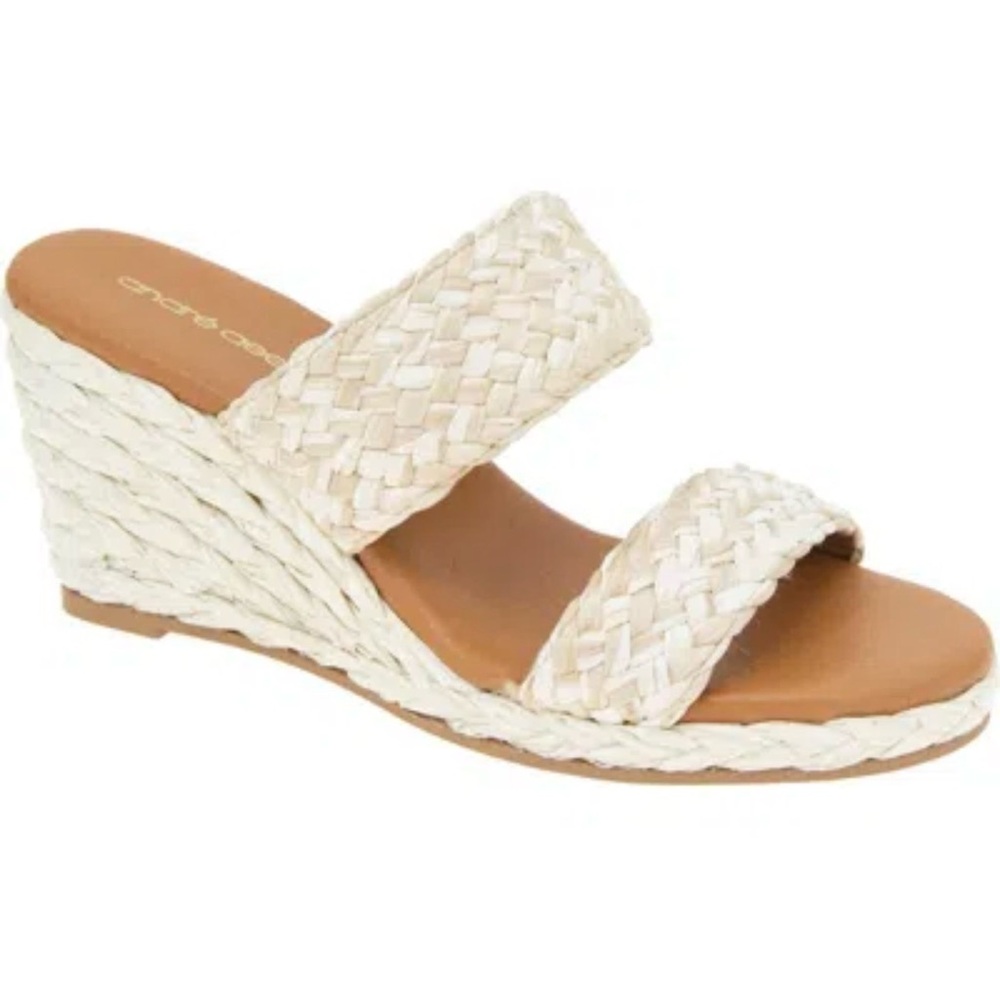 NEW André Assous Nitra Wedge Sandal in Creme